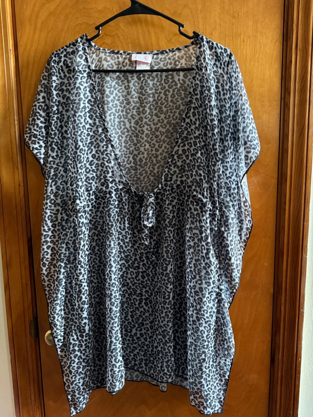 Pink Lily Leopard Print Sheer Top - Gray & Black